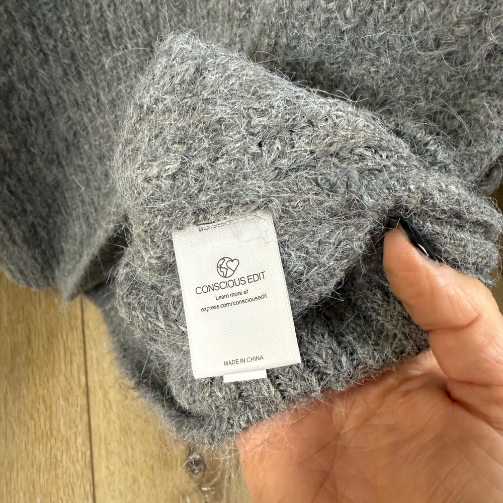 NWT!!! Express Charcoal Oversized Women's Cowl Neck Sweater Small 1/4 Zip - Picture 8 of 14